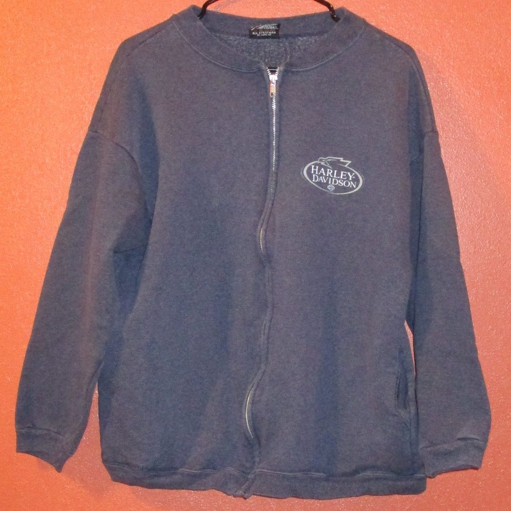 Harley Davidson Jacket 1995 Woman X Large Blue White Full Zip Pockets Jacket